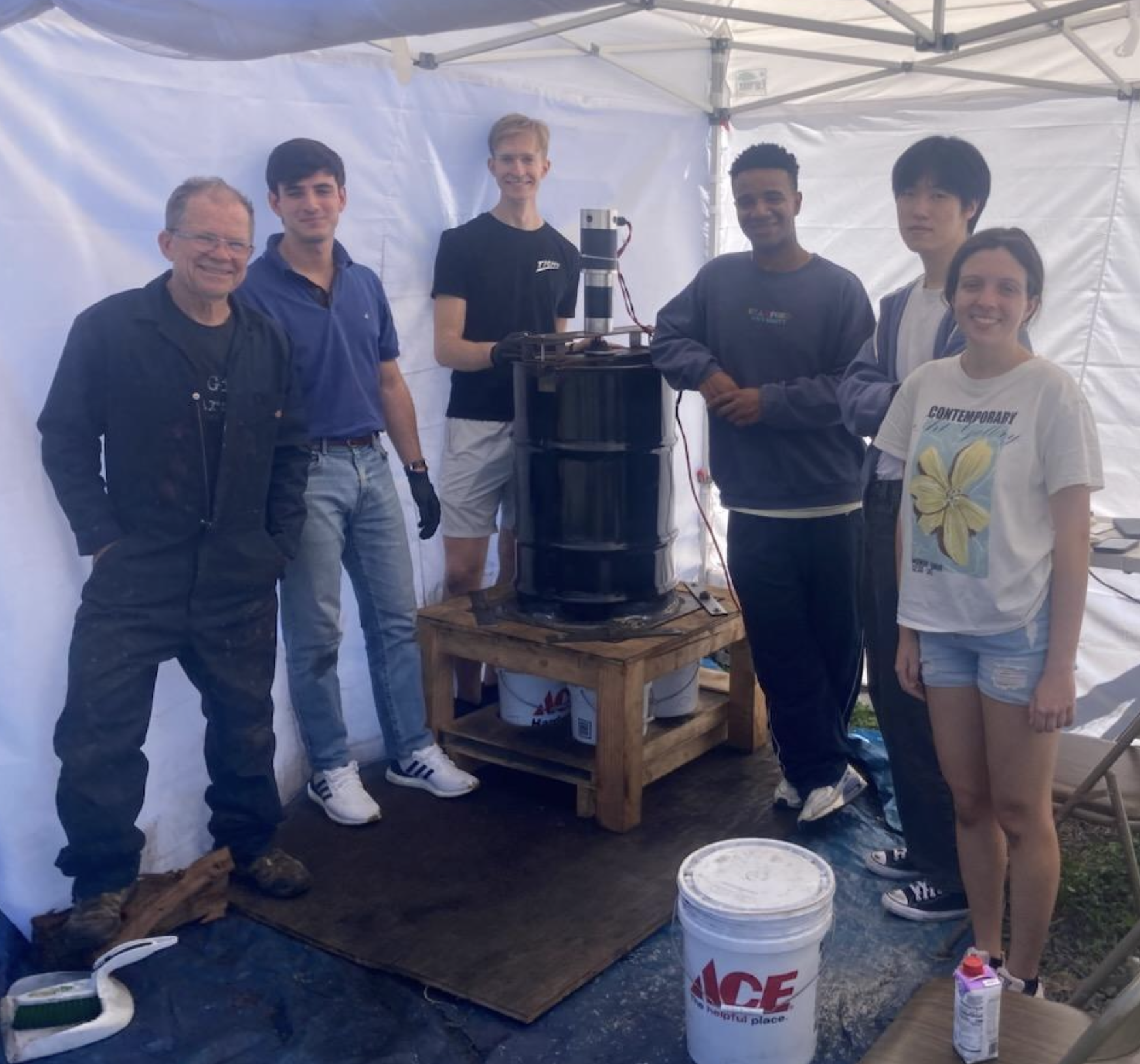 Team with assembled ACF: coach Steve Horne, Breno Casciello, William Sayler, Kilas Gallimore, Wooseok Kim, and CA Catalina Melentyev